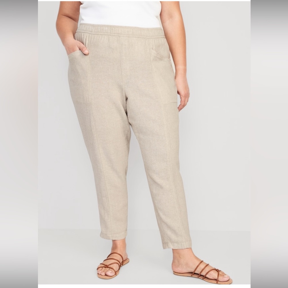 Old Navy Women’s High-Waisted Cropped Linen-Blend Tapered Pants, Size 2X, NWT